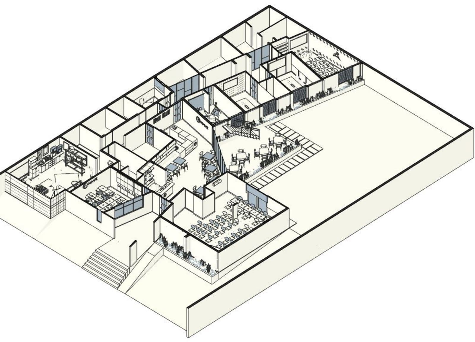 Planta isométrica de Nave Café